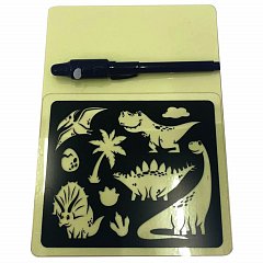 Набор для рисования светом "Динозавры", планшет А5, трафарет, флеймер, в пакете, РИСУЙ СВЕТОМ, РС-440 фото