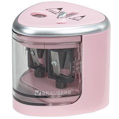 Точилка электрическая BRAUBERG DUAL (для 2 диаметров карандашей!), 4 батарейки АА, розовая, 270579 фото