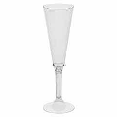 Фужер одноразовый 160мл для шампанского пластиковый прозрачная высокая ножка "Флюте", ШК0983, 1015 фото