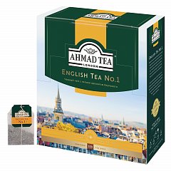 Чай AHMAD (Ахмад) "English Tea №1", черный, 100 пакетиков с ярлычками по 2 г, 598-012 фото