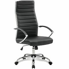 Кресло офисное BRABIX "Style EX-528", экокожа, хром, черное, 531947 фото
