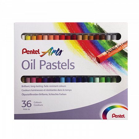 Пастель масляная художественная PENTEL "Oil Pastels", 36 цветов, круглое сечение, картонная упаковка, PHN4-36 фото