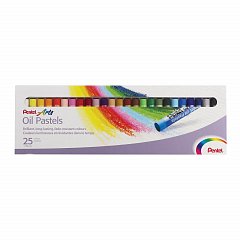 Пастель масляная художественная PENTEL "Oil Pastels", 25 цветов, круглое сечение, картонная упаковка, PHN4-25 фото