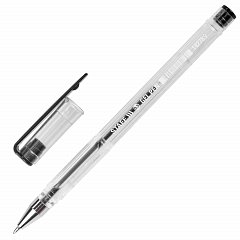 Ручка гелевая STAFF "Basic" GP-789, ЧЕРНАЯ, корпус прозрачный, хромированные детали, узел 0,5 мм, 142789 фото