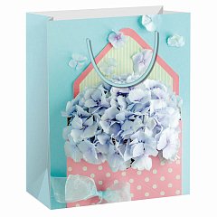 Пакет подарочный 11,4x6,4x14,6см ЗОЛОТАЯ СКАЗКА "Summer Flowers", глиттер, голубой, 608246 фото
