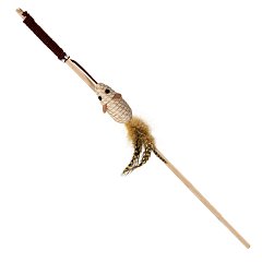 Игрушка-дразнилка для кошек из натуральных материалов "Мышка с перьями", 70/400мм, серия NATURAL, Triol фото