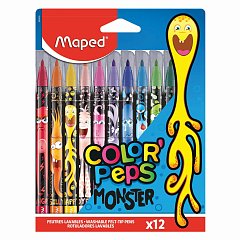 Фломастеры MAPED "COLOR PEP'S Monster", 12 цветов, смываемые, вентилируемый колпачок, 845400 фото