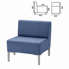 Кресло мягкое "Хост" М-43, 620х620х780 мм, без подлокотников, экокожа, голубое фото