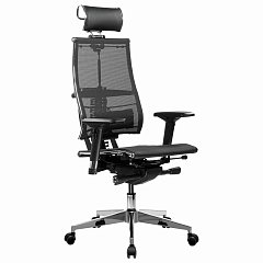 Кресло МЕТТА "YOGA" Y 4DF B2-5D, адаптивная спинка, 3D-подголовник, сверхпрочная сетка, черное фото