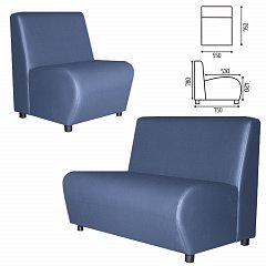 Кресло мягкое "Клауд", "V-600", 550х750х780 мм, без подлокотников, экокожа, голубое фото