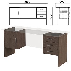 Каркас к столам письменным с 2 тумбами "Канц" 1600х600х750 мм, цвет венге, СК29.16.2 фото