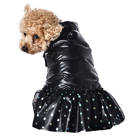 Попона для собак утепленная с юбкой "Звезда диско" XL, черная, размер 40см, серия BE TRENDY, Triol фото