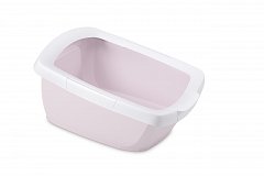 Имак туалет для кошек глубокий с подножкой Funny, пепельно-розовый, 62х49,5х33см фото