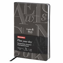 Ежедневник недатированный А5 (138х213 мм), BRAUBERG VISTA, под кожу, гибкий, фольга, 136 л., "Black", 112036 фото