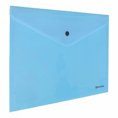 Папка-конверт с кнопкой BRAUBERG "Pastel", А4, до 100 листов, непрозрачная, аквамарин, 0,18 мм, 270474 фото