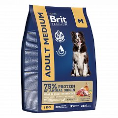 Brit Premium корм для взрослых собак средних пород с индейкой и телятиной 1кг фото