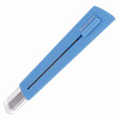 Нож канцелярский 9 мм BRAUBERG "Delta", автофиксатор, цвет корпуса голубой, блистер, 237086 фото