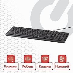 Клавиатура проводная SONNEN KB-8136, USB, 107 клавиш, черная, 512651 фото