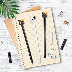 Ручка с топпером шариковая ЮНЛАНДИЯ "Кошка", корпус ассорти, СИНЯЯ, пишущий узел 0,7 мм, 143804 фото
