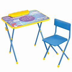 Комплект детской мебели голубой КОСМОС: стол + стул, пенал, BRAUBERG NIKA KIDS, 532634 фото