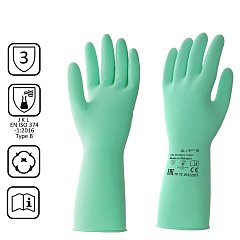 Перчатки латексные КЩС, прочные, хлопковое напыление, размер 9,5-10 XL, очень большой, зеленые, HQ Profiline, 73589 фото