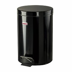 Ведро-контейнер для мусора (урна) с педалью LAIMA "Classic", 12 л, черное, глянцевое, металл, со съемным внутренним ведром, 602850 фото