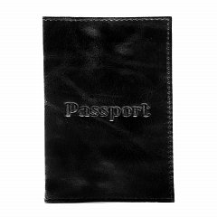 Обложка для паспорта натуральная кожа пулап, "Passport", кожаные карманы, черная, BRAUBERG, 238198 фото