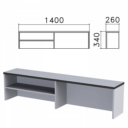 Надстройка для стола письменного "Монолит", 1400х260х340 мм, 1 полка, цвет серый, НМ38.11 фото