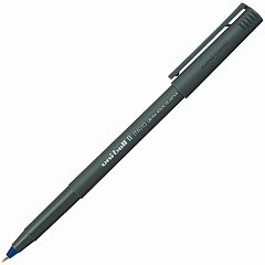 Ручка-роллер Uni-Ball II Micro, СИНЯЯ, корпус черный, узел 0,5мм, линия 0,24мм, UB-104 Blue фото