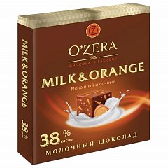 Шоколад порционный O'ZERA "Milk & Orange" молочный с апельсином, 90 г, ш/к 21712, ОС824 фото