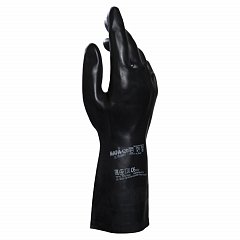 Перчатки латексно-неопреновые MAPA Technic/UltraNeo 420, хлопчатобумажное напыление, размер 8 (M), черные фото