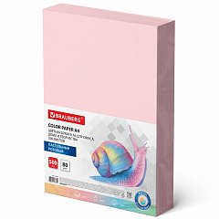 Бумага цветная BRAUBERG, А4, 80 г/м2, 500 л., пастель, розовая, для офисной техники,, 115219 фото