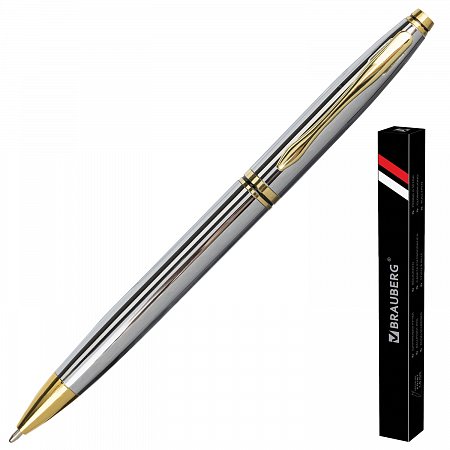 Ручка подарочная шариковая BRAUBERG "De Luxe Silver", корпус серебристый, узел 1 мм, линия письма 0,7 мм, синяя, 141414 фото