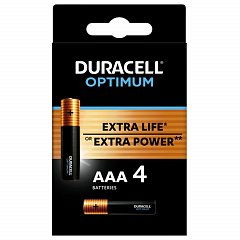 Батарейки КОМПЛЕКТ 4шт DURACELL Optimum AAA(LR03,24А), х30 мощность, алкалин мизинчиковые,(ш/к 8726), 5014062 фото