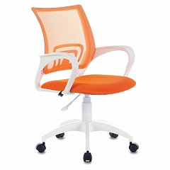 Кресло BRABIX "Fly MG-396W", с подлокотниками, пластик белый, сетка, оранжевое, 532401, MG-396W_532401 фото