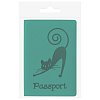 Обложка для паспорта STAFF, мягкий полиуретан, "Кошка", бирюзовая, 237616