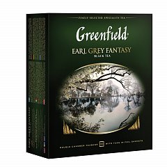 Чай GREENFIELD (Гринфилд) "Earl Grey Fantasy", черный с бергамотом, 100 пакетиков в конвертах по 2 г, 0584-09 фото