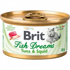BRIT Fish Dreams консервы для кошек с тунцом и кальмаром фото