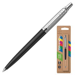 Ручка шариковая PARKER "Jotter Plastic CT", корпус черный, детали нержавеющая сталь, блистер, синяя, 2096873 фото