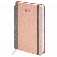 Ежедневник датированный 2024 А5 138x213мм BRAUBERG Mosaic, под кожу, карман для ручки, розовый, 114908 фото
