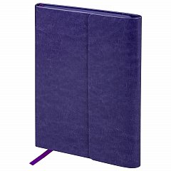 Ежедневник с магнитным клапаном недатированный, под кожу, А5, фиолетовый, BRAUBERG "Magnetic X", 113282 фото