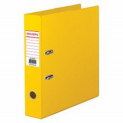 Папка-регистратор BRAUBERG с двухсторонним покрытием из ПВХ, 70 мм, желтая, 222650 фото