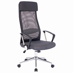 Кресло офисное BRABIX "Flight R EX-541", хром, ткань TW, сетка, черное/серое, 532518 фото