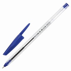Ручка шариковая масляная STAFF "EVERYDAY" OBP-226, СИНЯЯ, корпус прозрачный, игольчатый узел 0,7 мм, линия письма 0,35 мм, 141705 фото