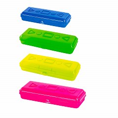 Пенал пластиковый ПИФАГОР тонированный, ассорти 4 цвета, 20х7х4 см, 228113 фото