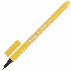Ручка капиллярная (линер) BRAUBERG "Aero", ЖЕЛТАЯ, трехгранная, металлический наконечник, линия письма 0,4 мм, 142248 фото
