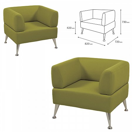 Кресло мягкое "Норд", "V-700", 820х720х730 мм, c подлокотниками, экокожа, светло-зеленое фото