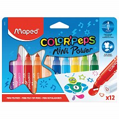 Фломастеры MAPED (Франция) "Color'Peps Jumbo Mini" 12 цветов, суперсмываемые, штампы, европодвес, 846612 фото