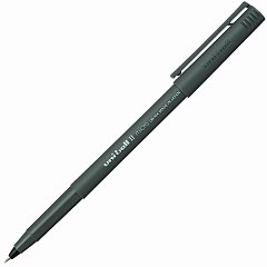 Ручка-роллер Uni-Ball II Micro, ЧЕРНАЯ, корпус черный, узел 0,5мм, линия 0,24мм, UB-104 Black фото