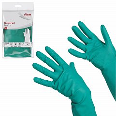 Перчатки хозяйственные нитриловые VILEDA, универсальные, антиаллергенные, размер M (средний), зеленые, 100801 фото